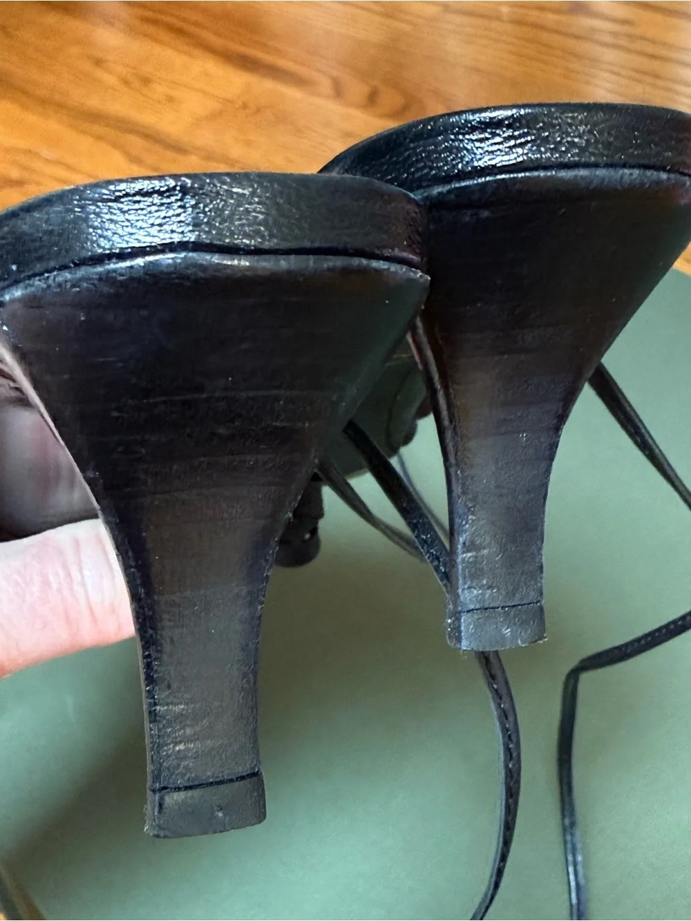 Vintage Robert Clergerie Black Strappy Lace-Up Heeled Sandals